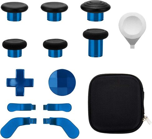 13 in 1 Metal Thumbsticks for Xbox One Elite Series 2, Elite Series 2 Core Controller Parts, Gaming Accessory Replacement, Metal Mod 6 Swap Joysticks, 4 Paddles, 2 D-Pads, 1 Tool(Plating Blue) in Kuwait