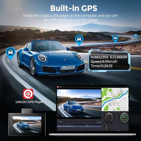 LINGDU D100 Smart Dash Cam for Cars, 2K Dash Cam with GPS WI-FI, Car Camera with 0.96" LCD Display, Night Vision, WDR, Parking Mode, Loop Recording, G-Sensor, 150° Wide Angle in Kuwait