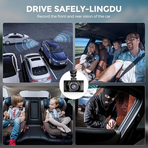 LINGDU D100 Smart Dash Cam for Cars, 2K Dash Cam with GPS WI-FI, Car Camera with 0.96" LCD Display, Night Vision, WDR, Parking Mode, Loop Recording, G-Sensor, 150° Wide Angle in Kuwait
