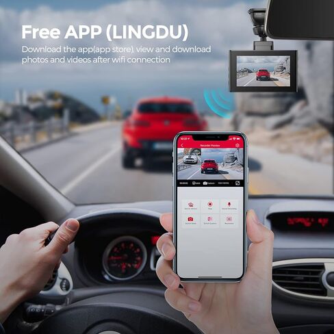 LINGDU D100 Smart Dash Cam for Cars, 2K Dash Cam with GPS WI-FI, Car Camera with 0.96" LCD Display, Night Vision, WDR, Parking Mode, Loop Recording, G-Sensor, 150° Wide Angle in Kuwait