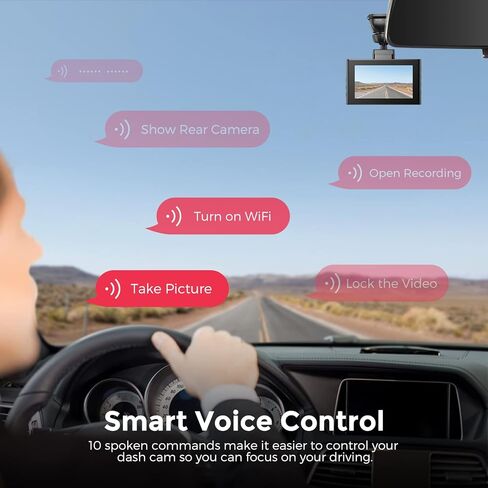 LINGDU D100 Smart Dash Cam for Cars, 2K Dash Cam with GPS WI-FI, Car Camera with 0.96" LCD Display, Night Vision, WDR, Parking Mode, Loop Recording, G-Sensor, 150° Wide Angle in Kuwait