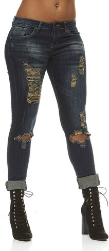 V.I.P.JEANS Women's Skinny Ripped Distressed Denim Pants Cute Stone Washed in Saudi Arabia