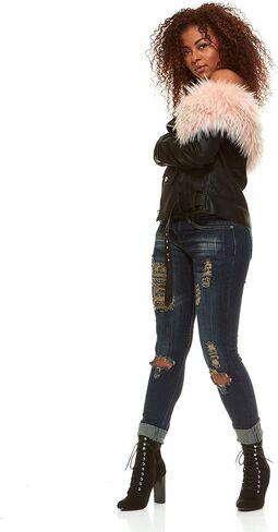 V.I.P.JEANS Women's Skinny Ripped Distressed Denim Pants Cute Stone Washed in Saudi Arabia