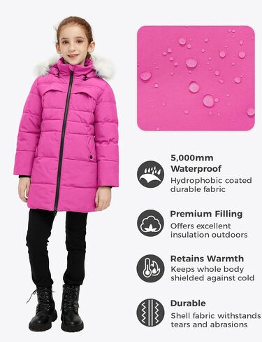 Wantdo Girl's Quilted Puffer Jacket Warm Winter Coat Water Resistant Winter Jacket Hooded Parka in Saudi Arabia