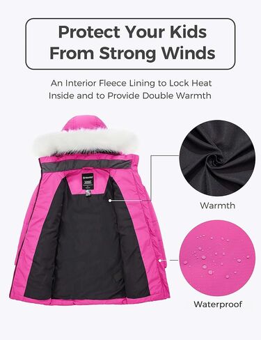 Wantdo Girl's Quilted Puffer Jacket Warm Winter Coat Water Resistant Winter Jacket Hooded Parka in Saudi Arabia