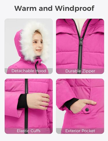 Wantdo Girl's Quilted Puffer Jacket Warm Winter Coat Water Resistant Winter Jacket Hooded Parka in Saudi Arabia