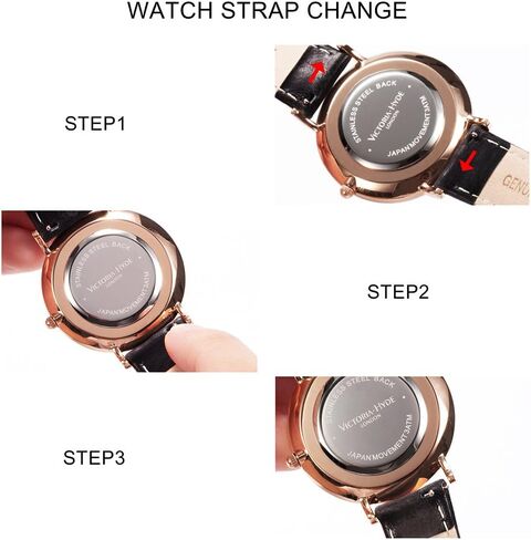 VICTORIA HYDE Quartz Watches for Women Easy Read Genuine Leather Strap Ladies Casual Wristwatch with Second Hand in Kuwait