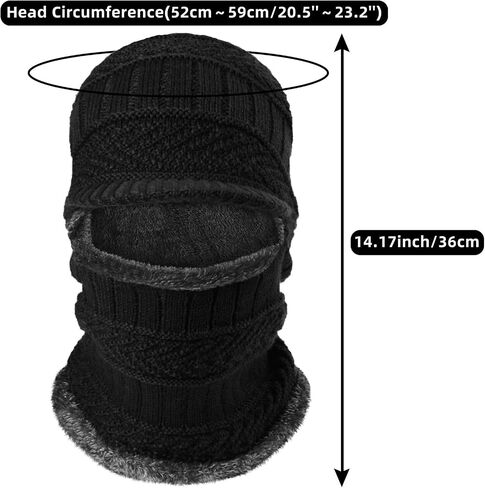 Syhood Knitted Balaclava Beanie Hat Winter Neck Warmer Ski Face Cover Neck Gaiter (Navy Blue, Red,2 Pieces) in Saudi Arabia