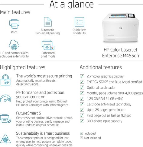 HP Laserjet Enterprise M455dn Desktop Laser Printer - Color 12" x 16.3" x 18.6" in Saudi Arabia