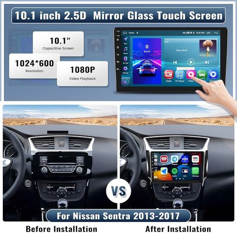 for Nissan Sentra 2013-2017 Radio with Wireless CarPlay Android Auto 2G+32G Android 11 Car Stereo10.1 Inch Touchscreen Bluetooth HiFi GPS Navigation FM Radio WiFi SWC+ AHD Backup Camera in Saudi Arabia