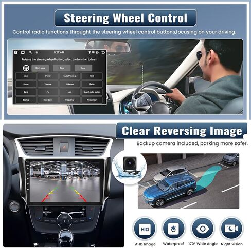 for Nissan Sentra 2013-2017 Radio with Wireless CarPlay Android Auto 2G+32G Android 11 Car Stereo10.1 Inch Touchscreen Bluetooth HiFi GPS Navigation FM Radio WiFi SWC+ AHD Backup Camera in Saudi Arabia