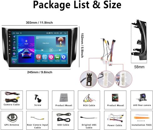 for Nissan Sentra 2013-2017 Radio with Wireless CarPlay Android Auto 2G+32G Android 11 Car Stereo10.1 Inch Touchscreen Bluetooth HiFi GPS Navigation FM Radio WiFi SWC+ AHD Backup Camera in Saudi Arabia