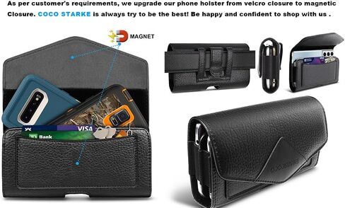 Dual Phone Leather Case with Loop - Secure Horizontal Phone Belt Holder and RFID Blocking Wallet - Sleek Black - Compatible with iPhone 14/13/12/11/14Pro/13Pro/12Pro, Samsung, Motorola in Kuwait