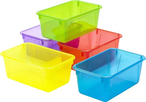 Storex Small Cubby Bins – Plastic Storage Containers for Classroom, 12.2 x 7.8 x 5.1 inches, Neon Pink, 5-Pack (62710U05C) in Saudi Arabia