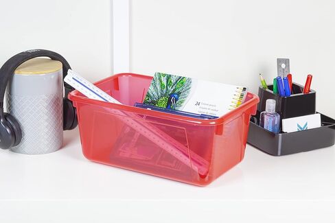 Storex Small Cubby Bins – Plastic Storage Containers for Classroom, 12.2 x 7.8 x 5.1 inches, Neon Pink, 5-Pack (62710U05C) in Saudi Arabia