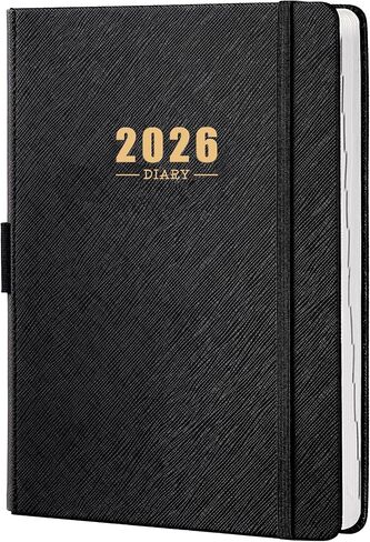 كتاب ومخطط مواعيد أسبوعية 2022-2023 - مخطط يومي للساعة 2022-2023، يوليو 2022- يونيو 2023، 20.32 سم × 25.4 سم، فاصل 15 دقيقة، جلد ناعم مع ورق سميك - أسود in Kuwait