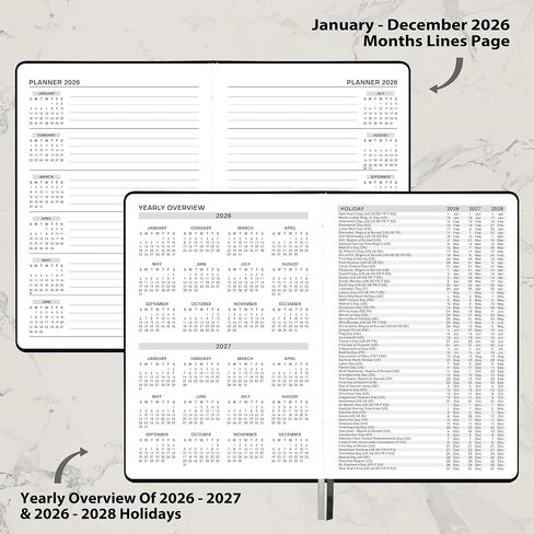 كتاب ومخطط مواعيد أسبوعية 2022-2023 - مخطط يومي للساعة 2022-2023، يوليو 2022- يونيو 2023، 20.32 سم × 25.4 سم، فاصل 15 دقيقة، جلد ناعم مع ورق سميك - أسود in Kuwait