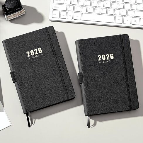 كتاب ومخطط مواعيد أسبوعية 2022-2023 - مخطط يومي للساعة 2022-2023، يوليو 2022- يونيو 2023، 20.32 سم × 25.4 سم، فاصل 15 دقيقة، جلد ناعم مع ورق سميك - أسود in Kuwait