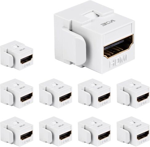 VCE 6 حزم HDMI أنثى مفتاح القرن، مقبس HDMI حجر مفتاح إدخال 4K الذهب مطلي HDMI موصل أنثى إلى أنثى للوحة الحائط - أبيض in Kuwait