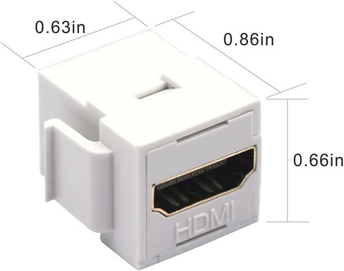 VCE 6 حزم HDMI أنثى مفتاح القرن، مقبس HDMI حجر مفتاح إدخال 4K الذهب مطلي HDMI موصل أنثى إلى أنثى للوحة الحائط - أبيض in Kuwait