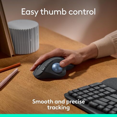 Logitech ERGO M575 Wireless Trackball Mouse - Easy thumb control, precision and smooth tracking, ergonomic comfort design, for Windows, PC and Mac with Bluetooth and USB capabilities - Graphite in Saudi Arabia