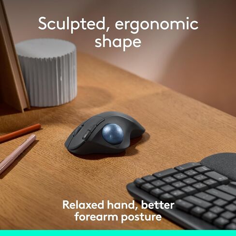 Logitech ERGO M575 Wireless Trackball Mouse - Easy thumb control, precision and smooth tracking, ergonomic comfort design, for Windows, PC and Mac with Bluetooth and USB capabilities - Graphite in Saudi Arabia