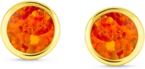 طقم أقراط دائرية الشكل من الفضة الإسترليني على شكل زهرة أيريديسنت آبلون بتصميم مرصع (7 مم) in Kuwait