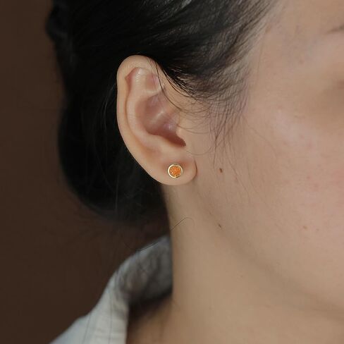 طقم أقراط دائرية الشكل من الفضة الإسترليني على شكل زهرة أيريديسنت آبلون بتصميم مرصع (7 مم) in Kuwait