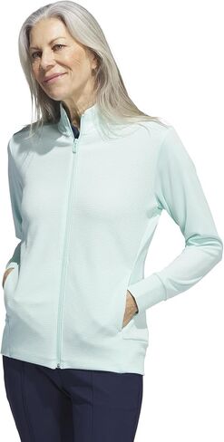 adidas Golf Women's Standard Textured Full-Zip Jacket, semi Flash Aqua in Saudi Arabia