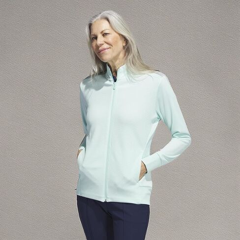 adidas Golf Women's Standard Textured Full-Zip Jacket, semi Flash Aqua in Saudi Arabia