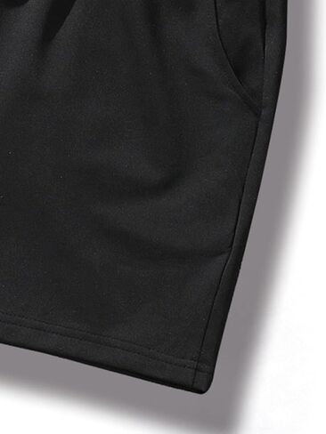 GORGLITTER Men's Cartoon Graphic Running Workout Shorts Drawstring Waist Track Shorts with Pockets Graphic Black Medium in Saudi Arabia
