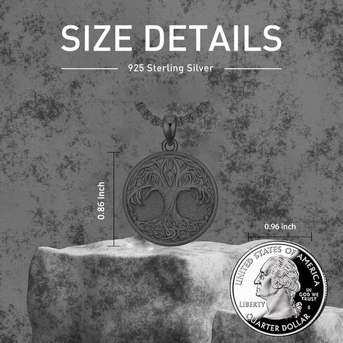 Lattd Tree of Life Necklace for Men 925 Sterling Silver Norse Nordic Pendant for Boys Jewelry Gift in Saudi Arabia