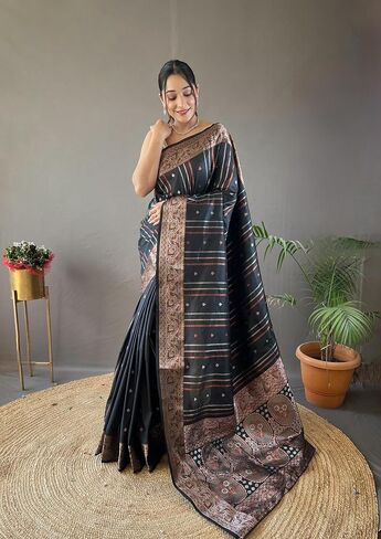 Rang Priya Indian Peach Banarasi Soft Silk Saree for wedding, partywear, festivals or any occasion Regular in Saudi Arabia