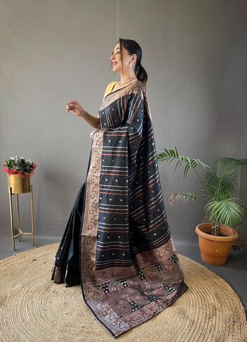 Rang Priya Indian Peach Banarasi Soft Silk Saree for wedding, partywear, festivals or any occasion Regular in Saudi Arabia