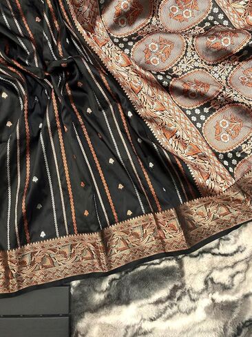 Rang Priya Indian Peach Banarasi Soft Silk Saree for wedding, partywear, festivals or any occasion Regular in Saudi Arabia