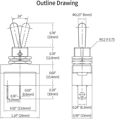 Baomain Toggle Switch SPST ON-OFF Type 2 Pin 12V/10A with Waterproof cover for Auto Car in Saudi Arabia