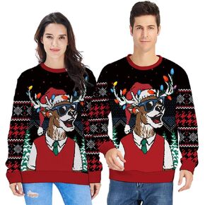 سترة uideazone للجنسين لأعياد الميلاد القبيحة بأكمام طويلة ورقبة دائرية بلوفر محبوك لاحتفالات حفلات عيد الميلاد in Kuwait