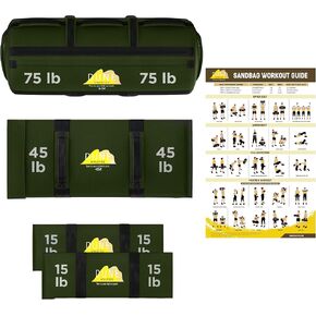 DUNE ATHLETICS Fitness Sandbag Workout Bag with 3 Filler Sandbags for Working Out w/Partner - Durable Workout Sandbags with Handles & Adjustable Weight up to 75 lbs - Workout Sand Bag for Exercise in Saudi Arabia