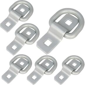 3/8" Bolt on D Rings Tie Down Anchors Heavy Duty 6000 Pound Breaking Strength for RV Camper Pickup Trailer Cargo Control, Motor Bikers,ATV Surface Mount Bracket Enclosed Points 6 Pack