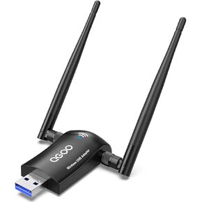 محول واي فاي USB 1200Mbps كيو جوو USB 3.0 دونجل 802.11 ac لاسلكي مع نطاق مزدوج 2.42GHz/300Mbps 5.8GHz/866Mbps 5dBi هوائي عالي الكسب للكمبيوتر المكتبي ويندوز فيستا/7/8/10/11 in Kuwait