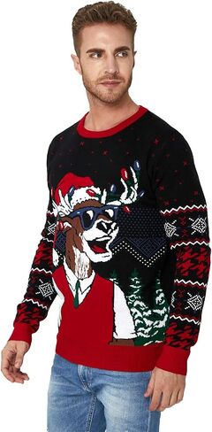 سترة uideazone للجنسين لأعياد الميلاد القبيحة بأكمام طويلة ورقبة دائرية بلوفر محبوك لاحتفالات حفلات عيد الميلاد in Kuwait