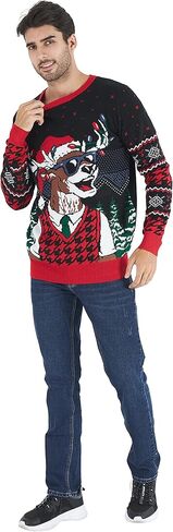 سترة uideazone للجنسين لأعياد الميلاد القبيحة بأكمام طويلة ورقبة دائرية بلوفر محبوك لاحتفالات حفلات عيد الميلاد in Kuwait