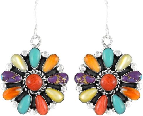 Turquoise Earrings Sterling Silver 925 Southwest Style with Genuine Gemstones in Saudi Arabia