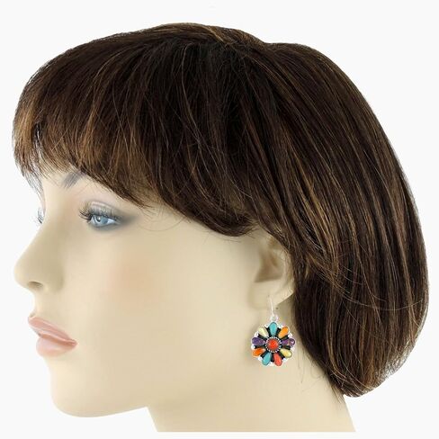 Turquoise Earrings Sterling Silver 925 Southwest Style with Genuine Gemstones in Saudi Arabia