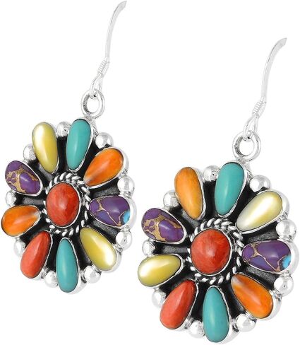 Turquoise Earrings Sterling Silver 925 Southwest Style with Genuine Gemstones in Saudi Arabia