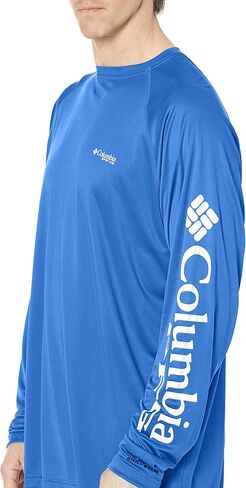 Columbia Men's Terminal Tackle Long Sleeve Shirt, Vivid Blue/Cool Grey Logo, 3X Tall in Saudi Arabia