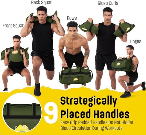 DUNE ATHLETICS Fitness Sandbag Workout Bag with 3 Filler Sandbags for Working Out w/Partner - Durable Workout Sandbags with Handles & Adjustable Weight up to 75 lbs - Workout Sand Bag for Exercise in Saudi Arabia