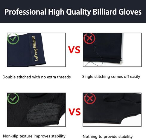 LeFeng Billiard Gloves Professional Pool Snooker 3 Open Fingers Gloves Fit Left Hand for Men Women(1Pcs Black Billiard Gloves) in Kuwait