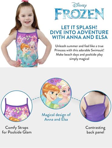Disney Girls Frozen Swimsuit Princess Elsa Anna Swimwear for Kids in Saudi Arabia