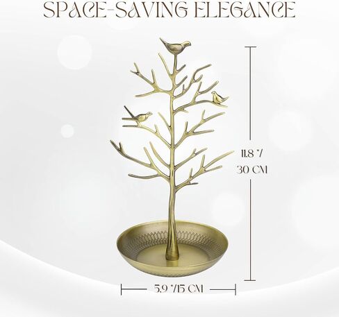 حامل عرض المجوهرات Flexzion، حامل قلادة القرط، حامل برج الشجرة، منظم معلق - مثالي للأساور والمعلقات والخلخال (النحاس) in Kuwait